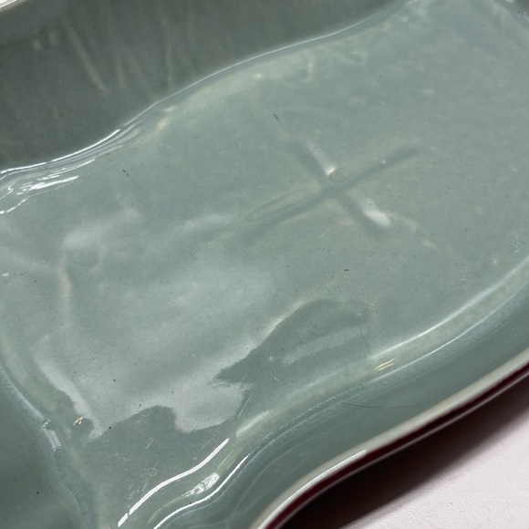 Beautiful vintage Beauceware glazed red and turquoise rectangular planter - Picture 4 of 8